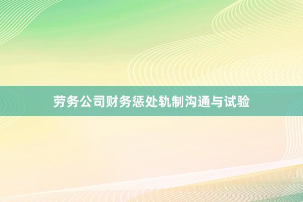 劳务公司财务惩处轨制沟通与试验