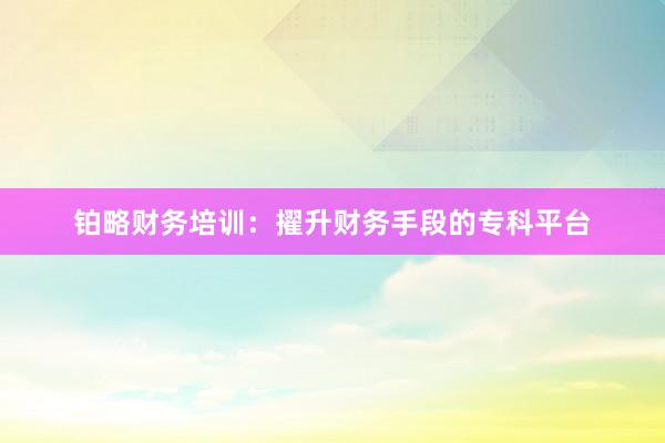 铂略财务培训：擢升财务手段的专科平台